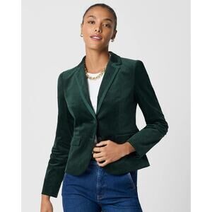 J. Crew Velvet schoolboy blazer green one button sz 4